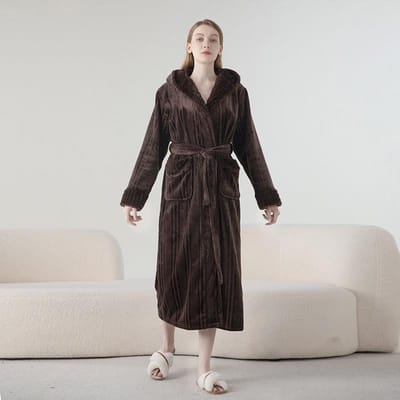 Verdikte Flanel Koppel Badjas Winter Nieuwe Warme Pyjama's Pyjama's voor Mannen en Vrouwen Koraalfluweel Badjas Huispyjama L black