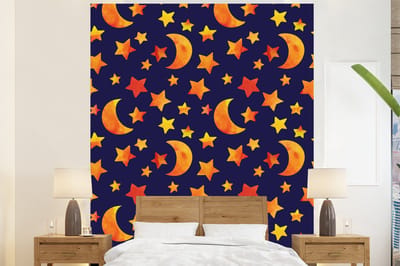 Behang - Fotobehang Sterren - Nacht - Patronen - Kind - Breedte 225 cm x hoogte 280 cm