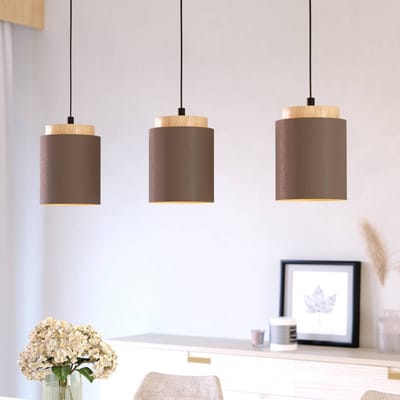 EGLO Albariza hanglamp van textiel, cappuccino-kleurig, stof, 3-lamps.
