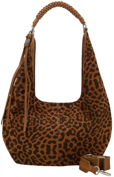 FREDsBRUDER Leren Schoudertas For Lovers Midi Hobo Bag Leo Print Terracotta