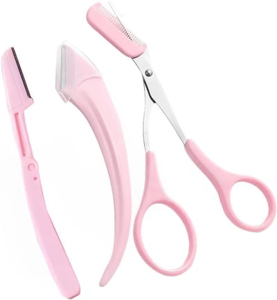 Wenkbrauwschaar, wenkbrauwschaar met kam, wenkbrauwkam, wenkbrauwtrimmer, wenkbrauwtrimmer, roestvrij staal, schaarborstel voor vrouwen en mannen