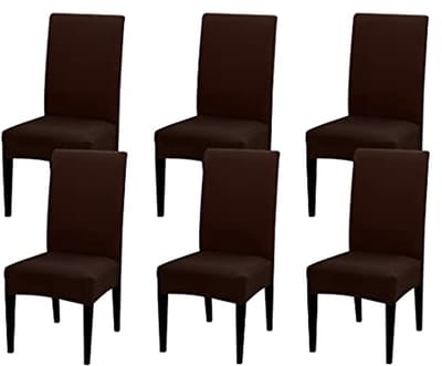 Eetkamerstoel Slipcover Set van 6 - Hogere Stretch, Afneembaar en Wasbaar