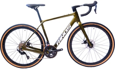 Rinos Sandman 3.0 Carbon - Gravel Fiets - Gravel Bike met SHIMANO 105 ST-R7000 - 22 versnellingen en schijfremmen - lichte fiets voor dames en heren - 700 x 40C - Kameleon Goud Groent S-52