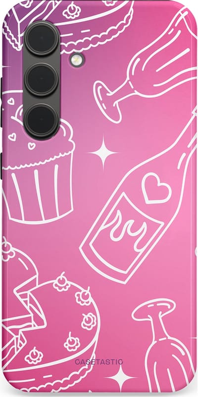 Casetastic Hoesje Geschikt voor Samsung S24 - Stijlvolle Beschermende Duo-layer Case - Roze Gebakfeest