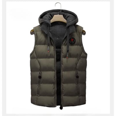 Veste sans manches matelassée pour homme à capuche décontractée de printemps et d'automne grande taille coupe slim col montant pour homme veste chaude 3XL gray