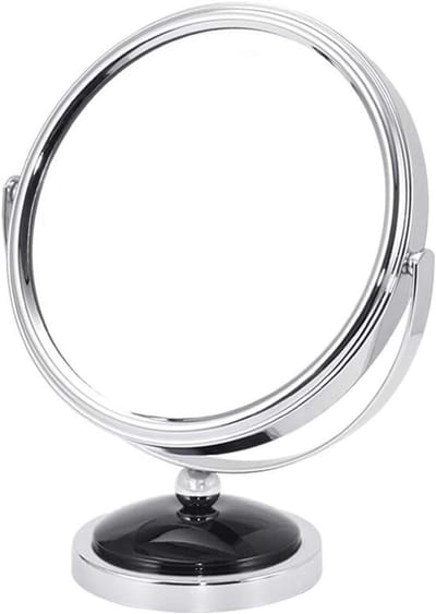 Desktop Makeup Vanity Mirror, 3x Magnification Beauty Mirror Double Sided Cosmetic Mirror 360°Rotatable Bathroom Mirror Portable, Silver_7 inch