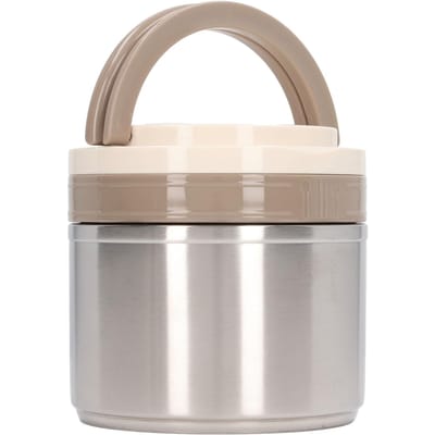 304 Roestvrij Staal Papdoos Draagbare Ronde Geïsoleerde Lunchcontainer Warme Voedselpot met Lepel voor Studenten 0.8L L gray