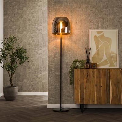 PS-Collection Drift Glass 1 L Vloerlamp - 35x35x170cm - Smoke Grey Glas - vloerlampen woonkamer, vloerlamp zwart, vloerlamp industrieel, vloer lamp, vloerlampen landelijk, staande lampen woonkamer, staande lampen, staande lamp industrieel