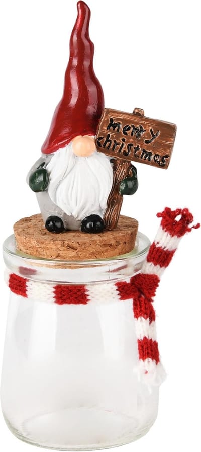 Dekoratief | Bewaarpotje m/santa, rood/grijs, resina/glas, 6x6x15cm | A245725