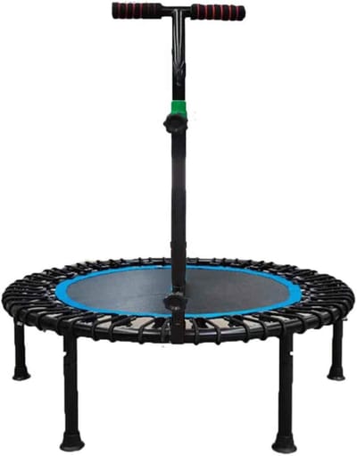 Springmat - Fitness trampoline - Lichaamsbeweging - Verstelbare handgreep - 102cm diameter - Zwart blauw