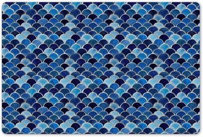 Placemats 45x30 cm - Placemat kunststof - 1 stuk - Patroon - Vissenschubben - Blauw - Borden onderleggers - Decoratie voor op tafel - Keuken tafeldecoratie accessoires - Vinyl onderlegger - Tafelversiering