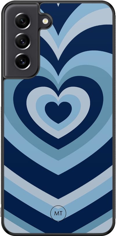 Hoesje geschikt voor Samsung Galaxy S21 FE - Hart blauw - TPU Hard Case Backcover - Blauw - Mooie Telefoonhoesjes