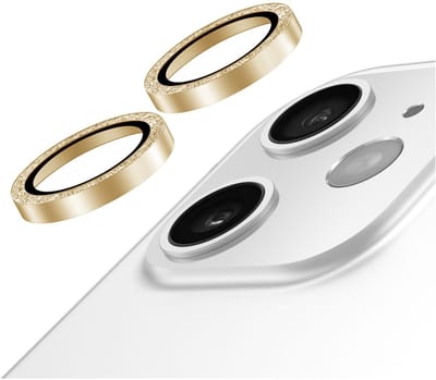 AVY Camera Lens Protector Rings | Geschikt voor Apple iPhone 12 / 12 Mini / 11 | Camera Lens Protector Glas | Schokbestendig | Krasbestendig | met Applicator | Glitter Goud