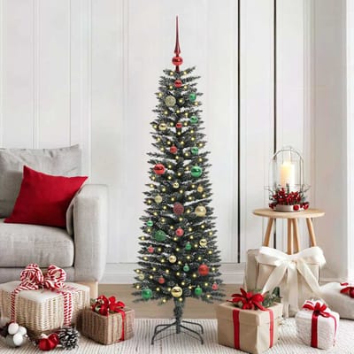 vidaXL - Kunstkerstboom - met - 150 - LED - Groen - 150 - cm - PVC - en - Plastic - en - Staal