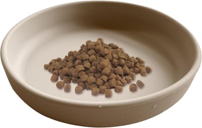 SnelShoppen - Katten Voerbak Silicone - Antislip Kattenvoer Bak - Plat Drinkbak voor Droog en Nat Voer - BPA Vrij - Beige - Geschikt voor Thuis en Rei