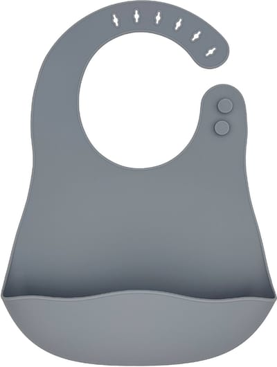 Youly® siliconen slabbetje met opvangbakje - Baby Slabbetjes - Afwasbaar - Verstelbaar In 6 Maten - Grijs