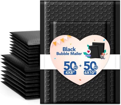 Bubble Mailer 100 Pack - 4x8 & 6x10 Inch - Zelfzegelende Gewatteerde Envelop - Beschermende Verzendverpakking voor Kleine Items - Waterdichte Bubble Enveloppen