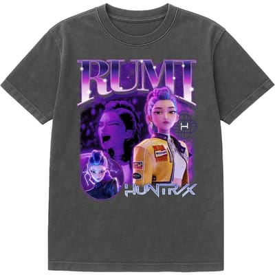 K-Pop Demon Hunters Unisex Volwassenen Huntr/X Rumi T-Shirt (Vintage Was/ Zwart)