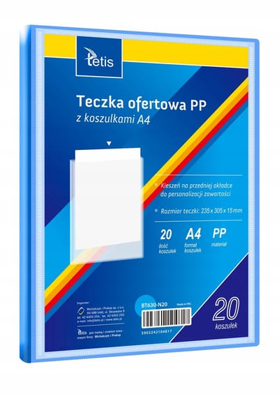 Tetis Ofertówka A4 PP Blauw met 20 Hoezen