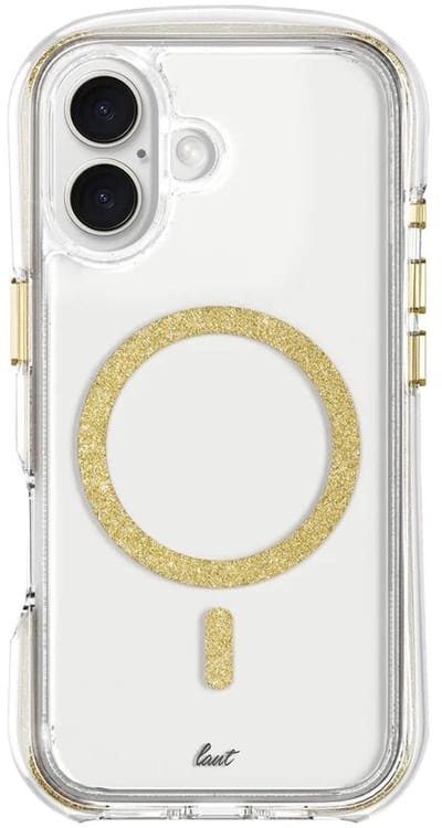 LAUT AERO SPARKLE iPhone Hoes – Crystal Clear met Glinsterend Effect & 6m Valbeveiliging | MagSafe Compatible | Apple iPhone 16 Pro