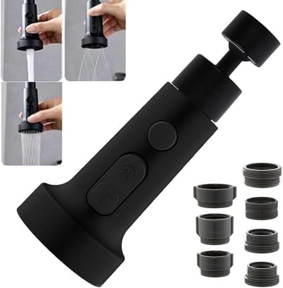 Allecto plus - Kraanstraalregelaar Keuken 360° Draaibaar M24/M22 Zwart - Met Verlenging - Kraanbeluchter - Spuitfilter - Badkamer Waterkraan - Opzetstuk - Tap Spuitkop Extender - Kraanadapter - Verbeterde Waterkraanbeluchter opzoeken.