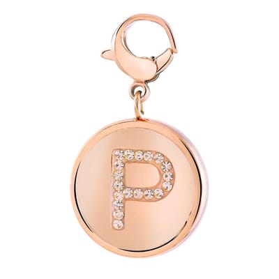 Lucardi Dames Gerecycled just.d stalen hanger roseplated letter kristal - Hanger - Staal - RosÃ©kleurig