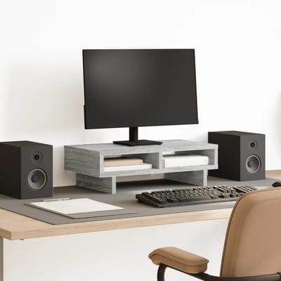 vidaXL - Monitorstandaard - 50x27x15 - cm - bewerkt - hout - grijs - sonoma - eiken