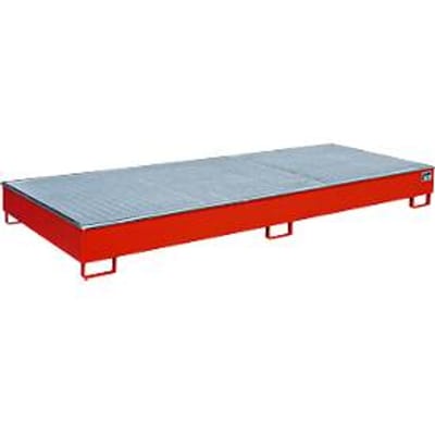 Bauer RW-GR 3300-2 PE vakkenbak, met rooster en PE inzet, B 3262 x D 1312 x H 267 mm, tot 540 liter, gelakt staal, vuurrood