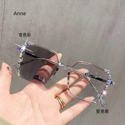 Luxe Diamant Geslepen Fotochemische Bril Trendy Kleur Veranderende Bril Handgemaakte Myopie Bril voor Dames Heren Mode -1.0