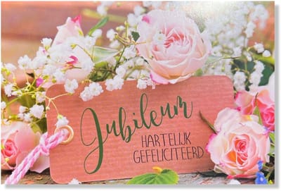 Jubileum! Van Harte Gefeliciteerd Wenskaart - 12x17cm - Gevouwen kaart inclusief envelop