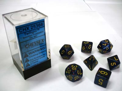Chessex Twilight Gespikkelde Polydice Dobbelsteenset (7 stuks)