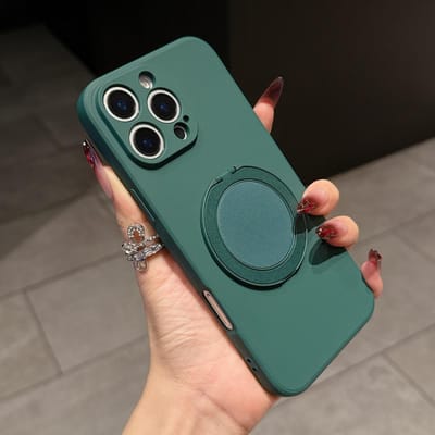 360° Roterende Standhouder Vloeibare Siliconen Hoesje Voor iPhone 16 E 15 14 Plus 13 12 Mini 11 Pro Max Ring Kickstand Grip Beugel Cover iPhone 12