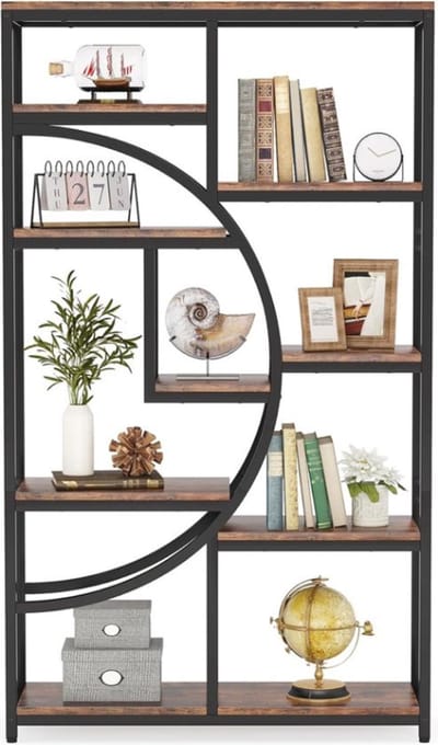 CORE Boekenkast - Industriële 5-niveaus boekenkast - Boekenplank - Boekenrek - Hout en metaal - 95x30x175cm - Bruin en zwart