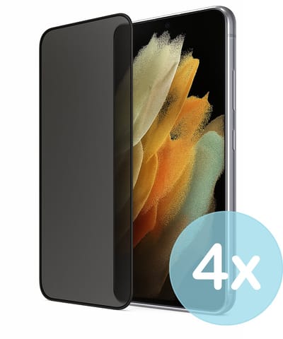 Privacy Screenprotector Geschikt voor Samsung Galaxy S21 Ultra – Anti-Gluren – Krasbestendig Gehard Glas 9H – Volledige Dekking – 4-Pack – FuturiQ