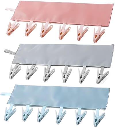 Wasknijpers, kleerhangers met klemmen, met 6 clips, draagbaar, voor hangende broeken, sokken, voor kleerhangers, kledingkasten, badkamer, reizen