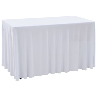 vidaXL - 2 - st - Tafelhoezen - stretch - met - rok - 183x76x74 - cm - wit