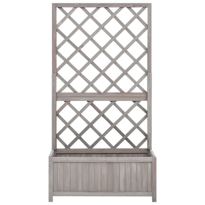 vidaXL - Plantenbak - met - latwerk - 70x30x135 - cm - massief - vurenhout - grijs