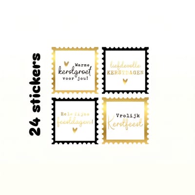 24x Sticker Kerstmis postzegel uitstraling