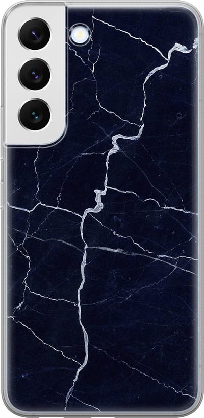 Leuke Telefoonhoesjes - Hoesje geschikt voor Samsung Galaxy S22 - Marmer Navy - Soft case - TPU - Marmer - Blauw