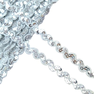 Shiny Sequin Lint van 13 m en 1 cm Breed voor DIY, Costumes en Creatieve Decoraties in Zilver