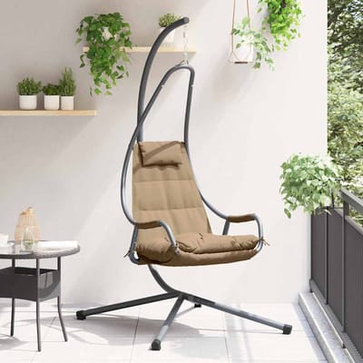 vidaXL - Hangende - ei-stoel - Staal - 94 - x - 107 - x - 196,5 - cm - Taupe
