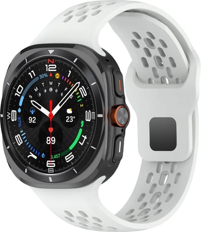 By Qubix - Compatible Samsung bandje - Siliconen sportband Holes Style - Wit - Geschikt voor Samsung Galaxy Watch Ultra / Ultra 2 - 47mm