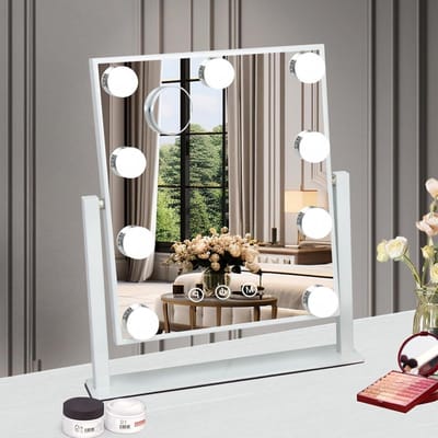Make-upspiegel met Verlichting - Tafelspiegel Schminkspiegel - Nauwkeurig OpMaken - 3 Kleurtemperaturen Dimbare LED - 36x30 cm - Wit