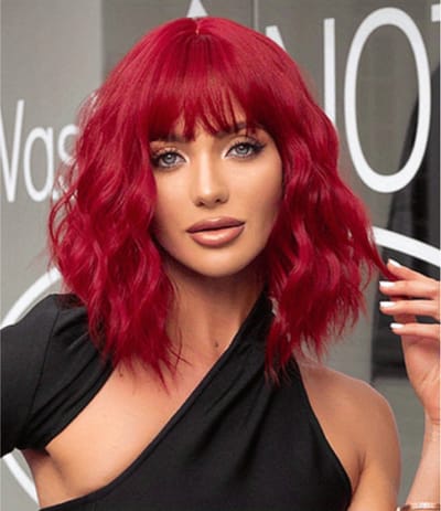 Livano Pruiken Dames - Hair Wig - Lang Haar - Cosplay Pruik - Rood - 35cm