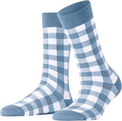 Burlington Vichy gedessineerd katoen sokken dames blauw - maat 36-41