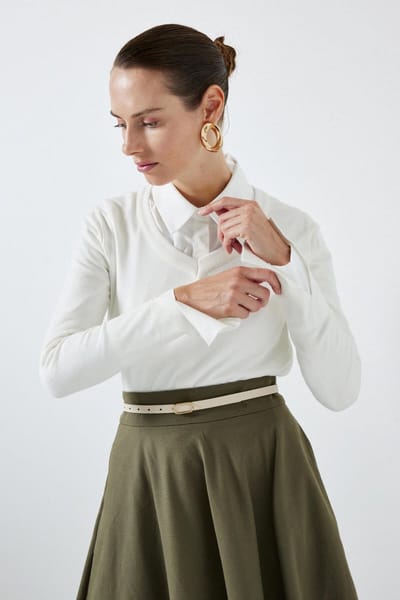 Touché Privé - Zachtgebreide basisblouse - Ecru - Dames