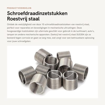 Dailygoods - Schroefdraadinzetstukken - Roestvrij staal - Zelftappende binnendraad - M18 x 1,5 x 1,5 D - Mechanische uitrusting - Geschikt voor luchtv...
