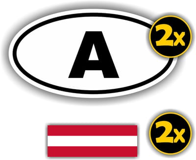 A, Oostenrijk auto sticker set