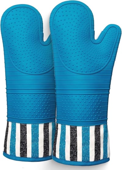 Hittebestendige 550 graden ovenwanten - Professionele ovenhandschoenen met antislip grip voor koken en grillen (marineblauw)