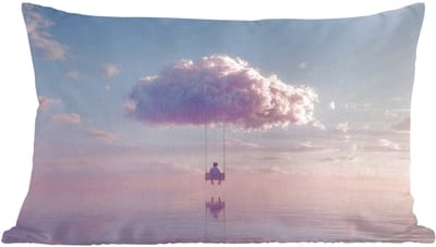 Sierkussens - Kussentjes Woonkamer - 60x40 cm - Wolk - Schommel - Kleurrijke lucht